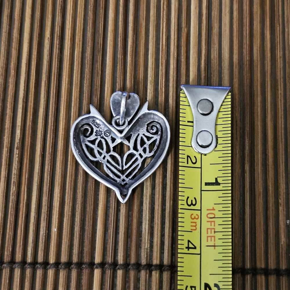 925 Celtic Heart Silver Pendant (Vintage) - Picture 8 of 10